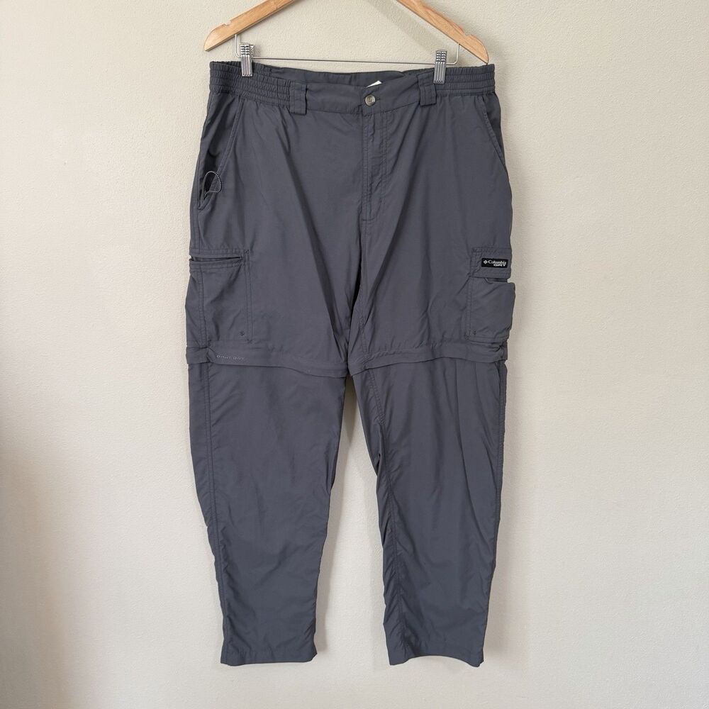 Columbia GRT Mens L Convertible Cargo Hiking Pants Gray Outdoor Trekking 36x31